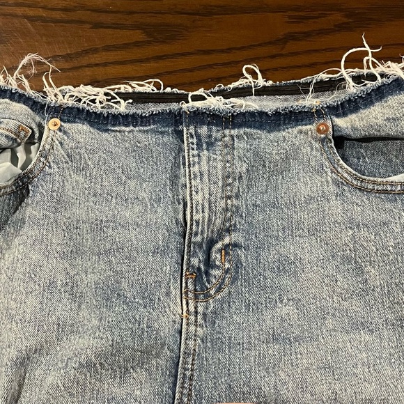 Wild Fable Mid Rise Slit Front Maxi Denim Skirt Raw Hem Medium Wash Size 16R - Picture 4 of 7